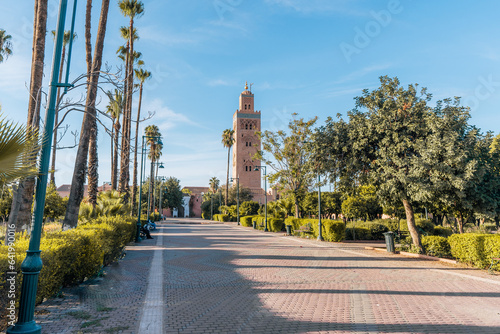 Koutoubia Mosque, Marrakech, Morocco during a bright sunny day