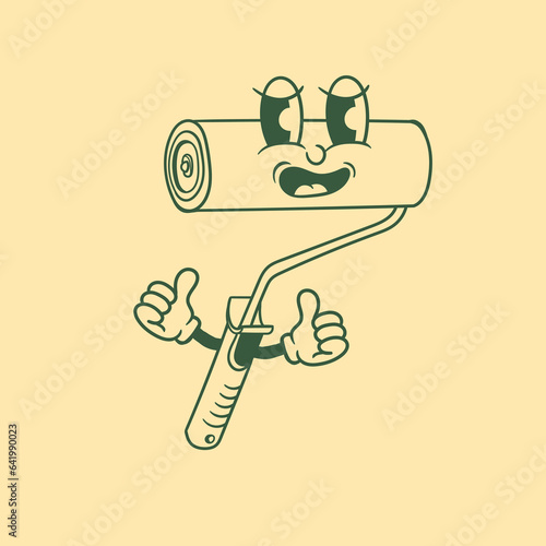 Vintage character design of a paint roller