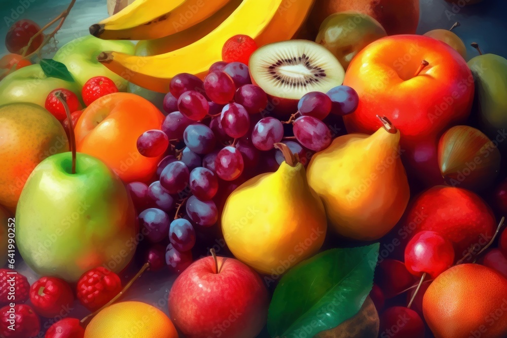 Fresh fruits colorful art. Generate Ai Fresh fruits colorful art. Generate Ai
