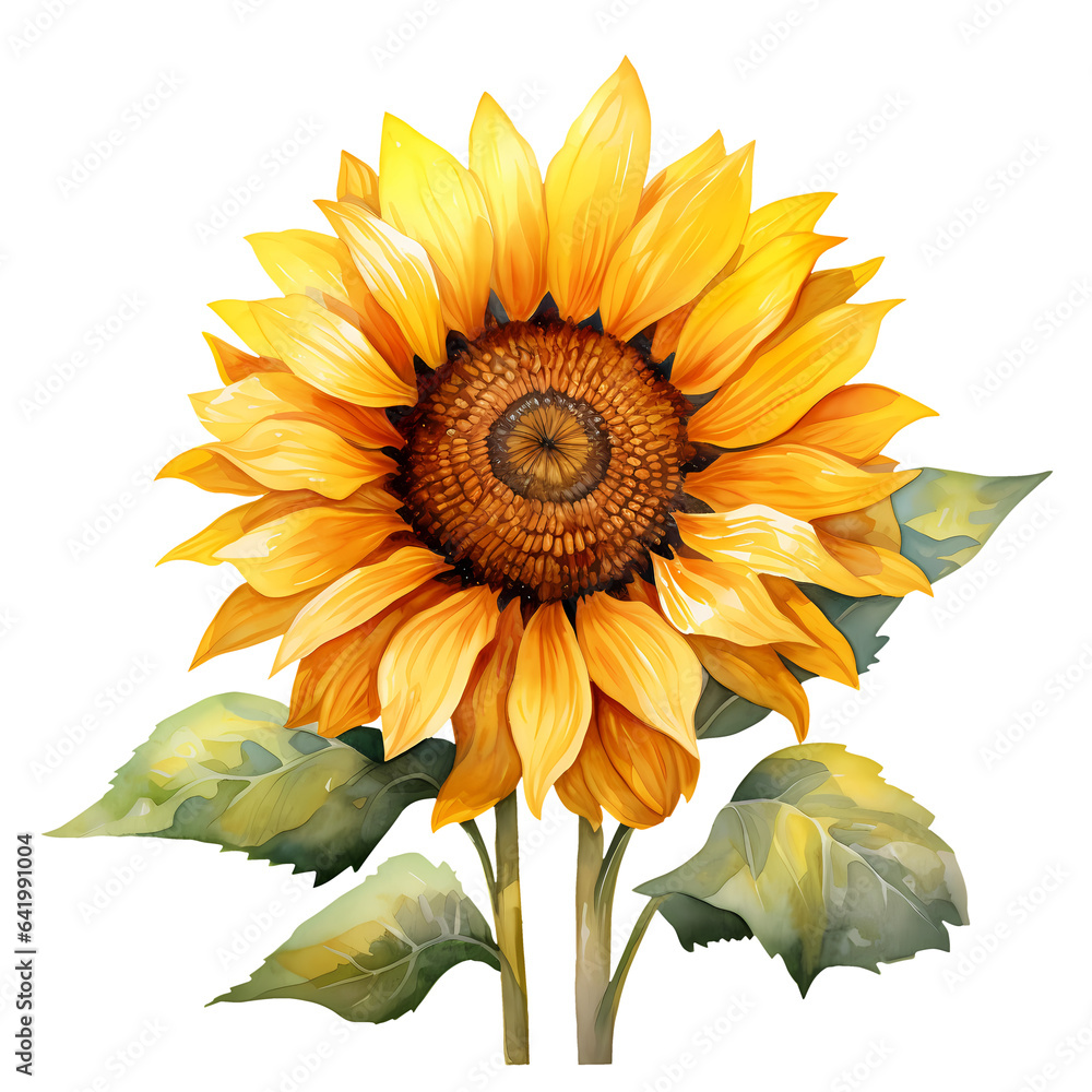 Fototapeta premium Watercolor Sunflower Clipart Illustration
