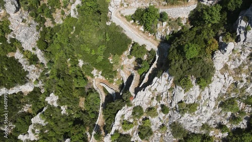 Amazing Aerial view of Vradeto Steps at Vikos gorge and Pindus Mountains, Zagori, Epirus, Greece
 photo