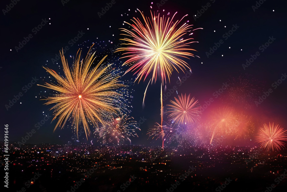 Holiday firework, new year , nation festival.  Ai generative illustration