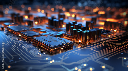 Micro chip technology, data science, internet and networking connectivity background, motherboard circuit wallpaper