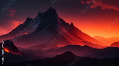 Mountain landscape. Sunrise. Generative ai