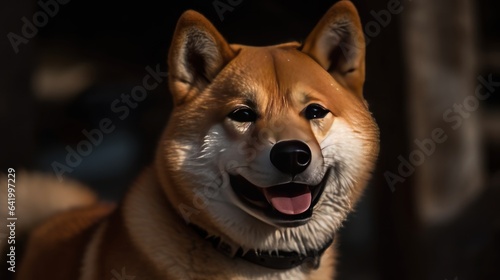 Shiba inu dog close up portrait. Shiba inu is a Japanese dog breed.