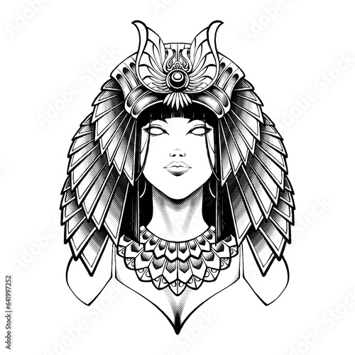 the egypt cleopatra line art vector