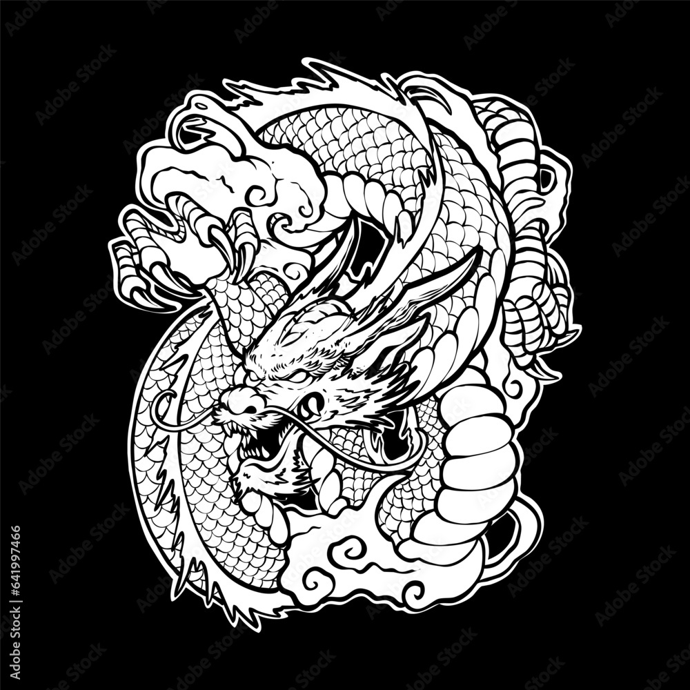 the great dragon line art vector