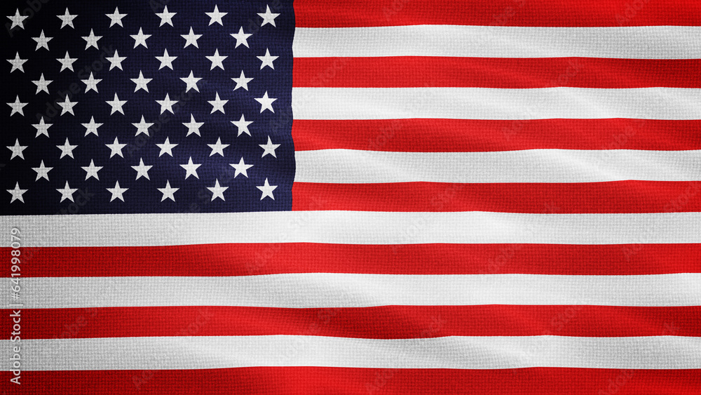 Naklejka premium Waving Fabric Texture Of American USA National Flag Graphic Background