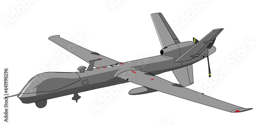 MQ-9 Reaper Drone Editable Vector Illustration - For Poster, Banner and Patch Design