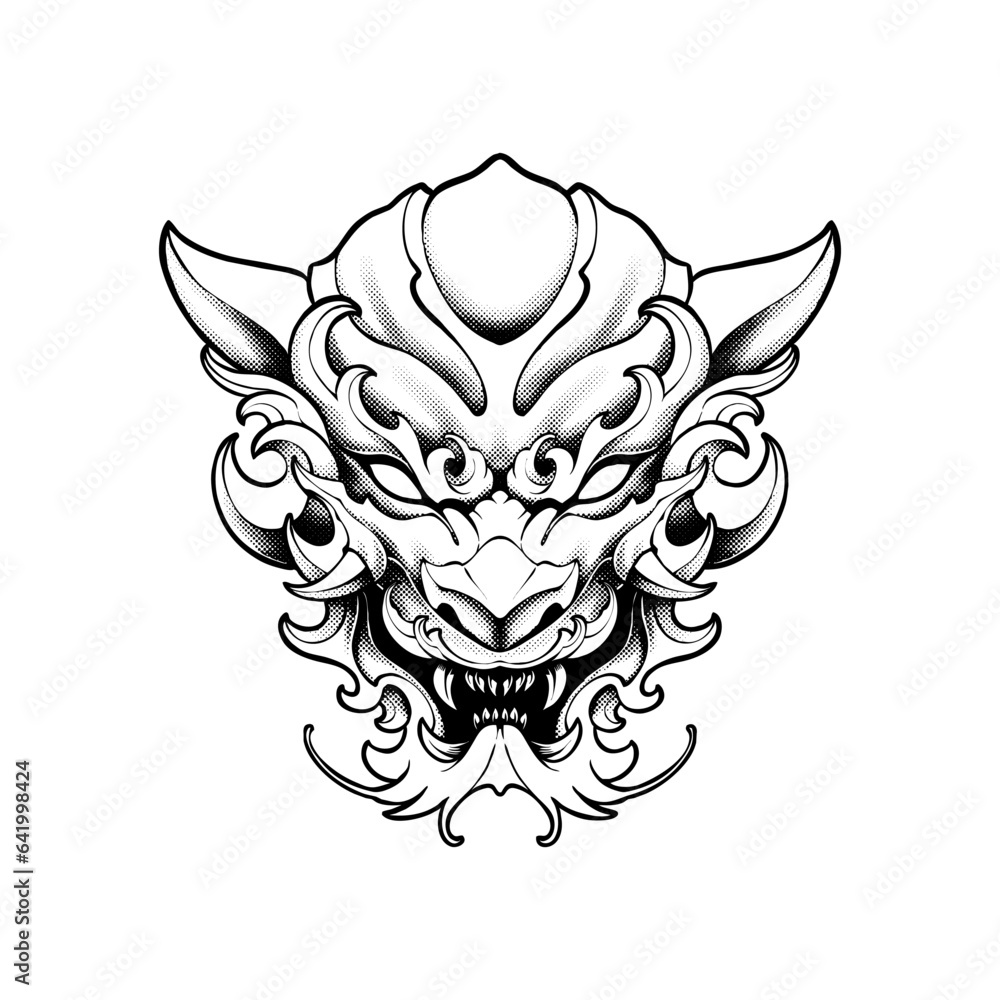 the chinese tiger line art vector