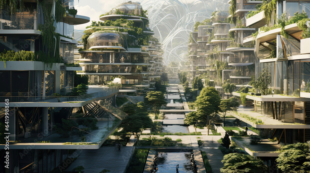 AI-augmented architects envisioning sustainable urban designs.