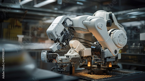 AI-guided industrial robots crafting intricate and precise products. © javier