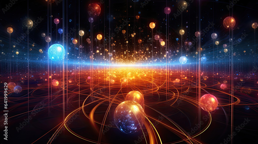 Obraz premium Quantum information transmission through entanglement showcased revealing teleportation's potential.