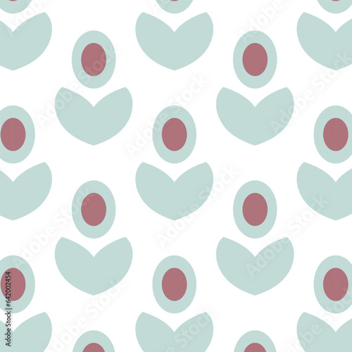 Seamless pattern with repeating floral elements in flat style