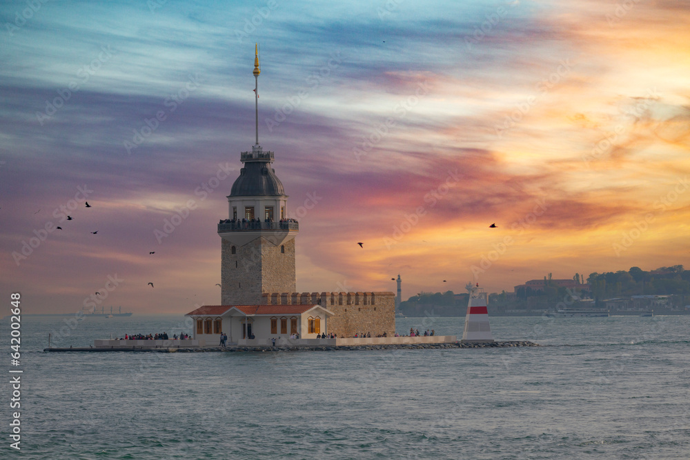 Maiden's Tower in Istanbul, Turkey. (KIZ KULESI). Maiden’s Tower got a new look. Istanbul’s Pearl “Maiden’s Tower” reopened after newly restored.