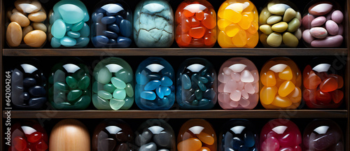 Minimalism View from Top of the Box with Colorful Stones