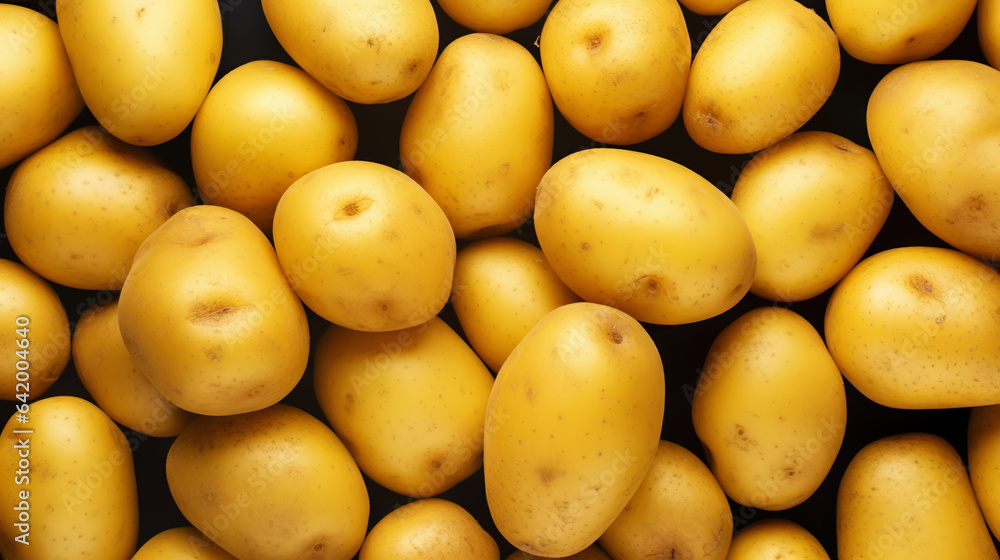 Fresh potatoes with water drops background. Vegetables backdrop. Generative AI Fresh potatoes with water drops background. Vegetables backdrop. Generative AI