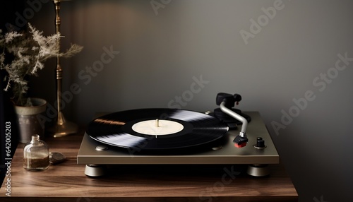 Modern Metallic Record Player Wall Picture Table photo
