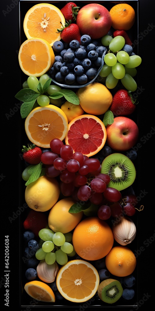 Vertical Orientation Ocean Fruit Box with Assorted Fruits and Vegetables