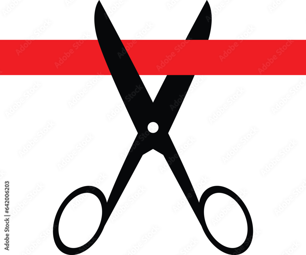 scissors cutting a ribbon vector