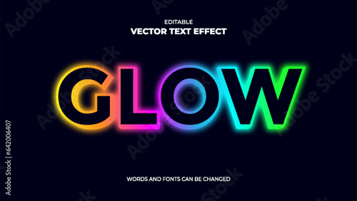 colorful neon glow editable text effect photo