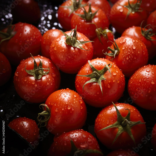 Tomatoes background. Tomato banner. Close-up food photography