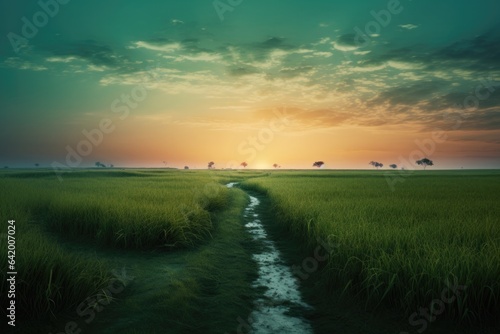Field in the morning. Beautiful nature landscape
