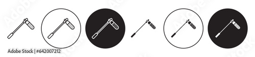 Boom microphone vector icon set. studio boom mike or mic symbol in black color.