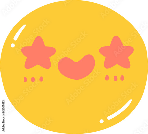 Cute excited emoji, smiley emoticon doodle outline 