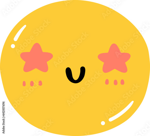 Cute excited emoji, smiley emoticon doodle outline  photo