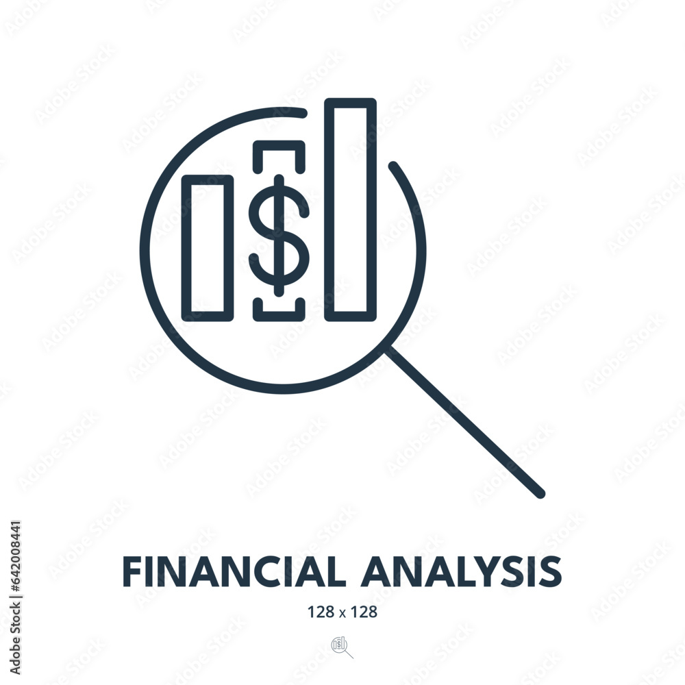 Financial Analysis Icon. Chart, Growth, Statistics. Editable Stroke. Simple Vector Icon Financial Analysis Icon. Chart, Growth, Statistics. Editable Stroke. Simple Vector Icon