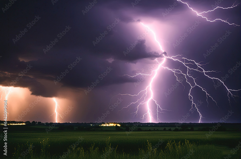 Lightning storm with huge electrical discharges on night sky, thunderstorm background. Lightning storm with huge electrical discharges on night sky, thunderstorm background.