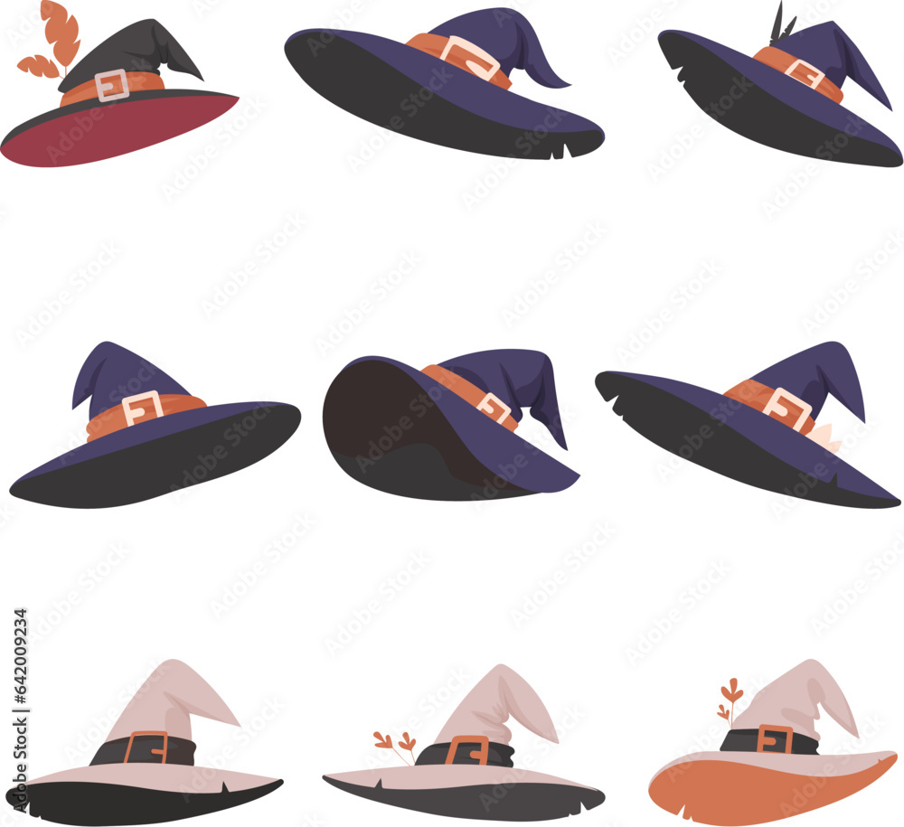 There are lots of Halloween hats that look like witches. Cartoon style.