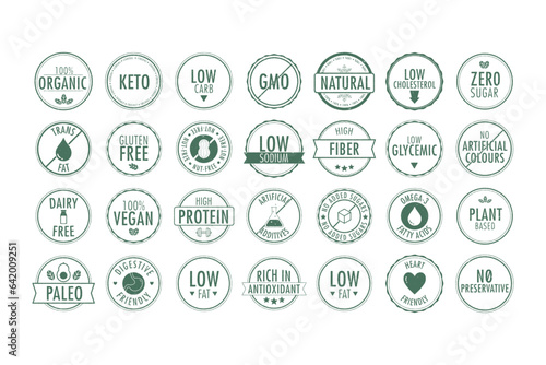 set of icons of healthy food label