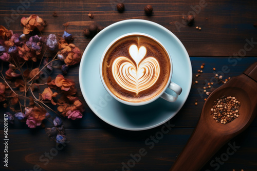 Elegant Coffee Cup on Wooden Backdrop - Perfect for Social Media and Quotes
