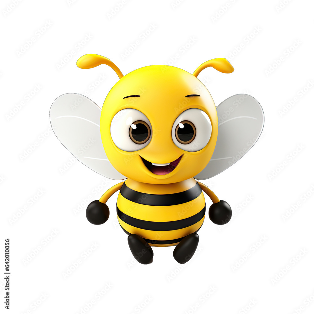 cute bee in 3d style. Generative AI. cute bee in 3d style. Generative AI.