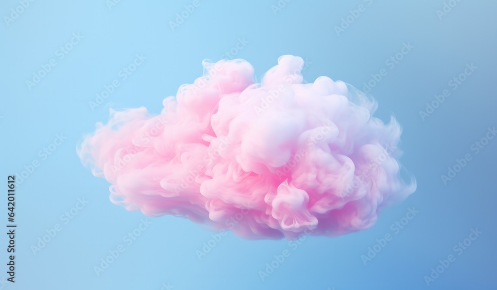 Pink cloud on blue background. 3d rendering, 3d illustration.