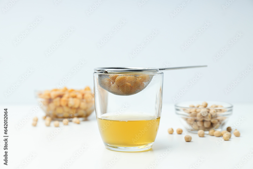 Aquafaba, concept of vegan food and cuisine Aquafaba, concept of vegan food and cuisine