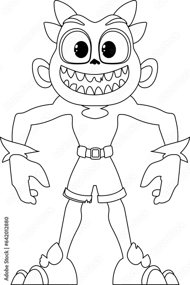 Fototapeta premium This cartoon character is different from the others and has unique abilities. Childrens coloring page.