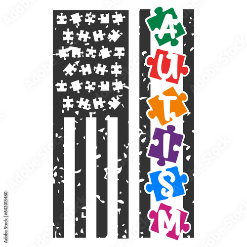 Autism USA Flag - Autism Awareness Illustration
