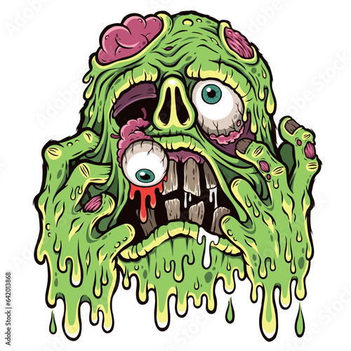 Vector illustration of Cartoon Zombie face character