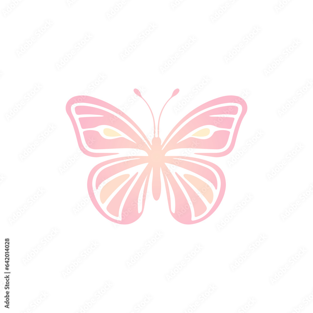 Butterfly vector isolated illustration in flat style. Spring, summer, kids design element. Butterfly colorful icon on white.