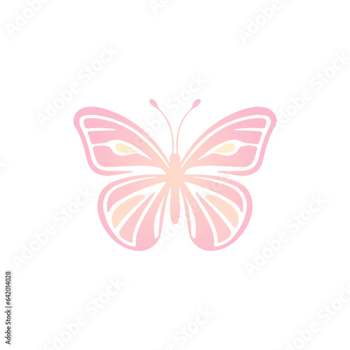 Butterfly vector isolated illustration in flat style. Spring, summer, kids design element. Butterfly colorful icon on white.