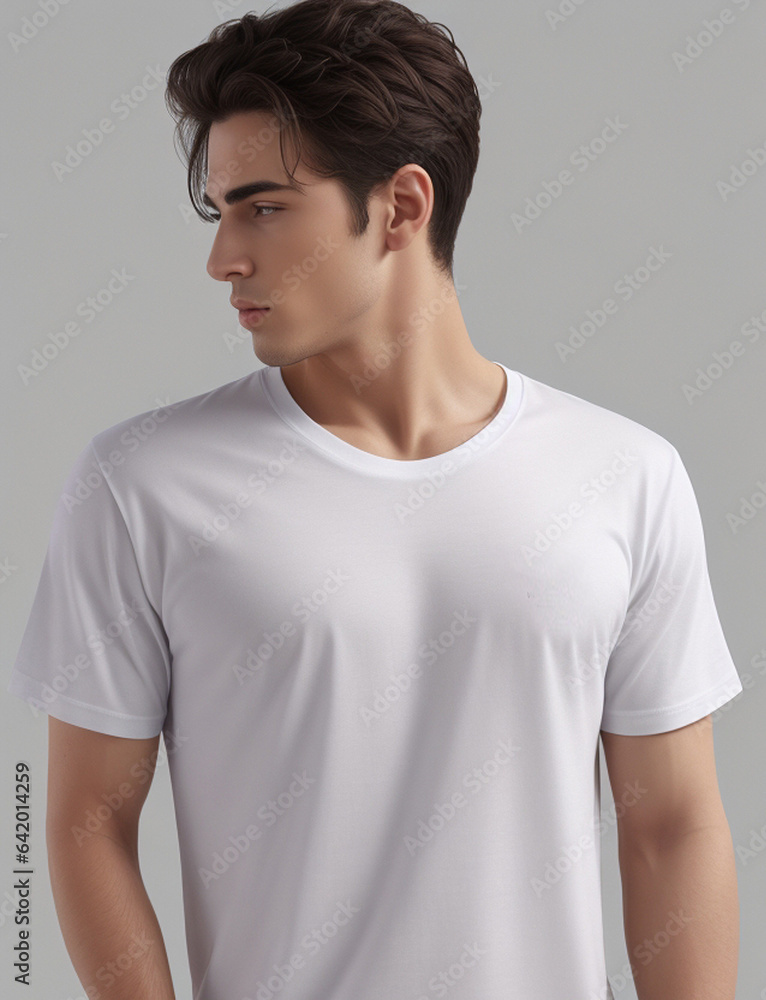 portrait of a man in white t-shirt mockup portrait of a man in white t-shirt mockup