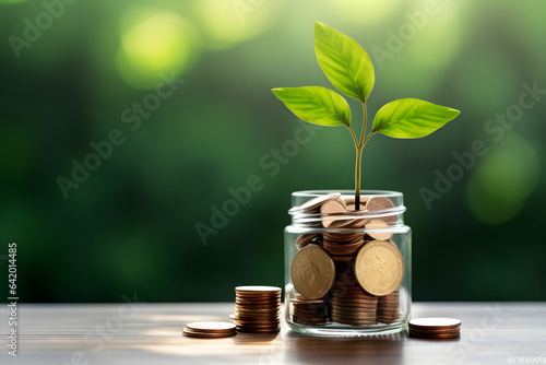 ESG small tree on stack coins idea for esg investment sustainable organizational development