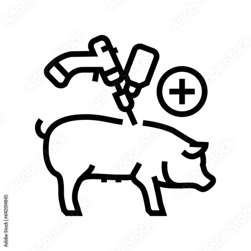 pig vaccination line icon vector. pig vaccination sign. isolated contour symbol black illustration