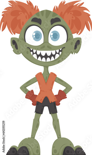 This creature is funny and does unexpected things. Cartoon style.