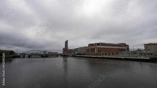 Wallpaper Mural Industrial timelapse of buildings and bridges with fast moving clouds Providence Rhode Island New England Torontodigital.ca