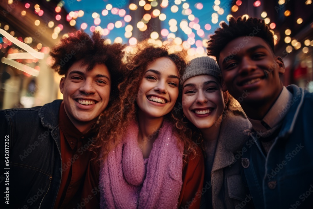 Teenagers friends girls and boys taking selfie. different nationalities. Youth concept. generative ai. Teenagers friends girls and boys taking selfie. different nationalities. Youth concept. generative ai.