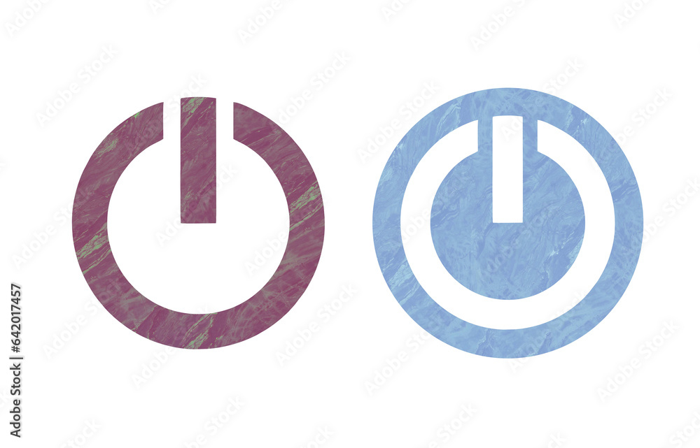 Power icon red and blue symbol with texture Power icon red and blue symbol with texture